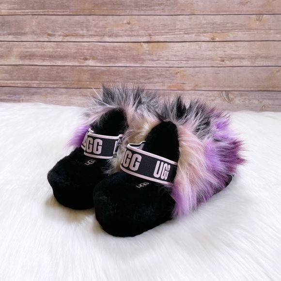 UGG Women’s Fluff Yeah Slide Tie Dye Slipper Sandals In Magnolia - Picture 5 of 7